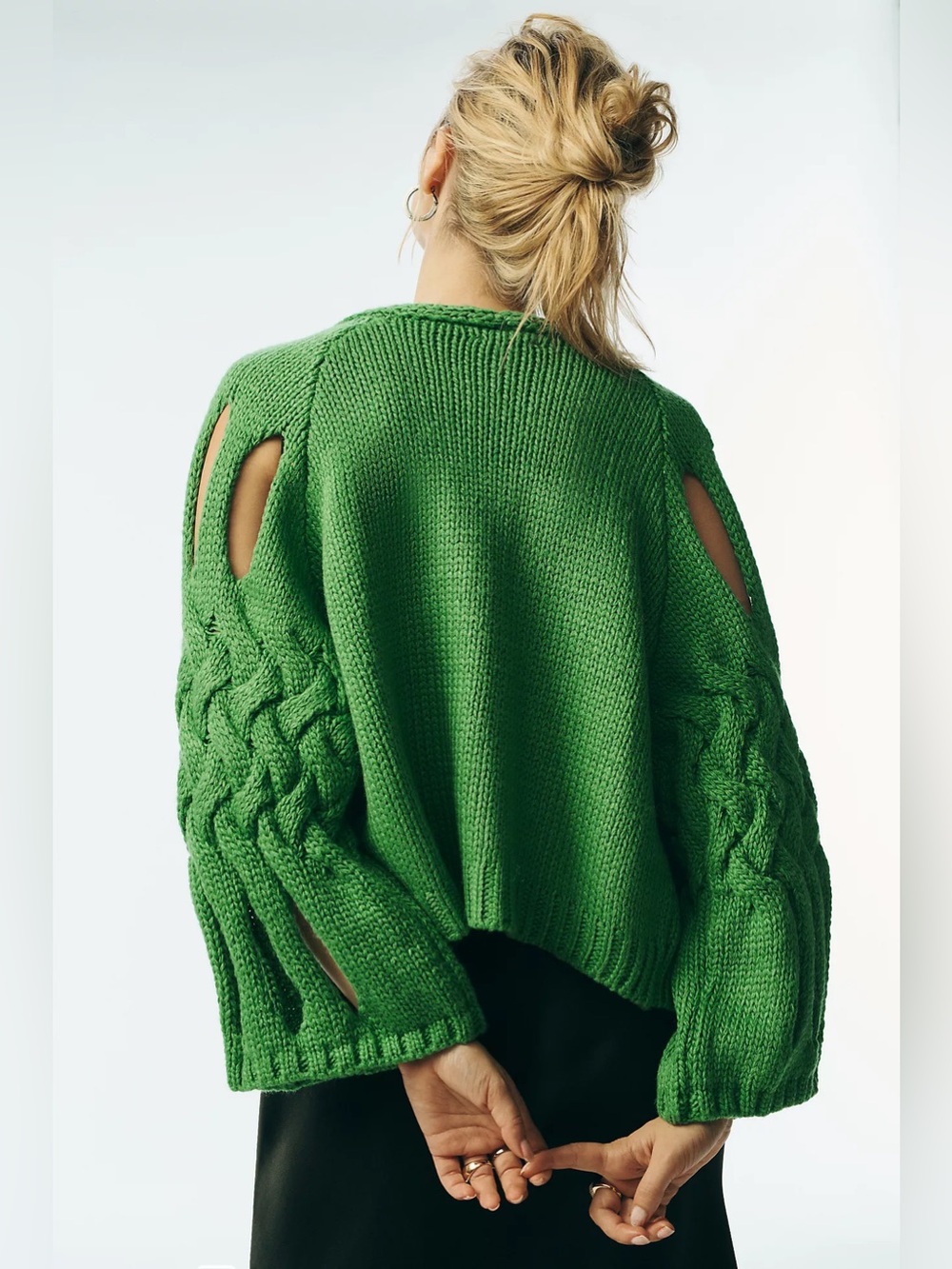 NWT! Maeve Anthropologie Braided Cardigan Sweater Green One Size 57348